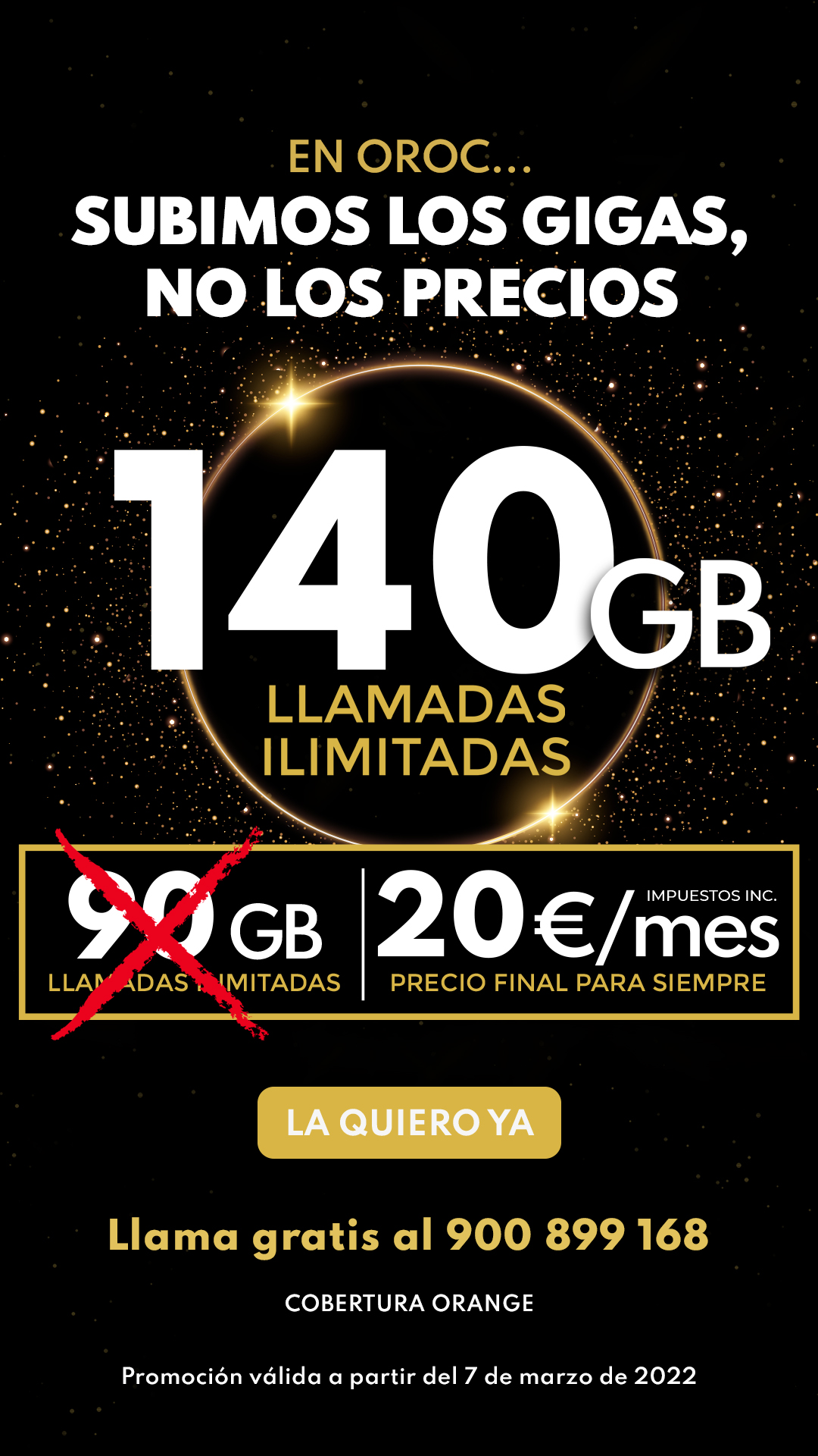 Oferta tarifa móvil 140GB + Llamadas ilimitadas